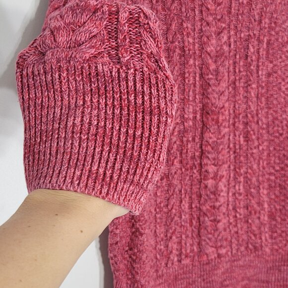 GAP Marble Pink Cranberry 100% Cotton Crew Neck Knitted Pullover Sweater Medium - Picture 5 of 14